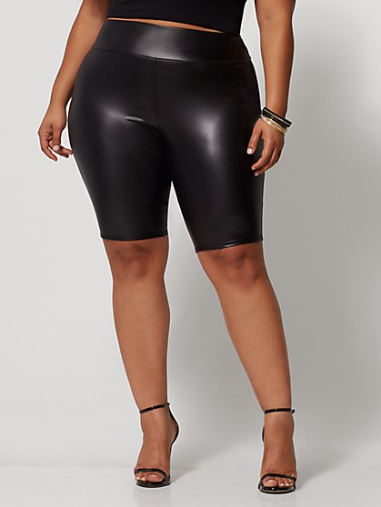 Plus Size Winona Faux-Leather Bike Short - Fashion To Figure