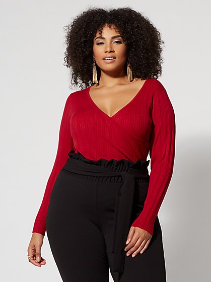 Plus Size Wrap-Front Sweater - Fashion To Figure