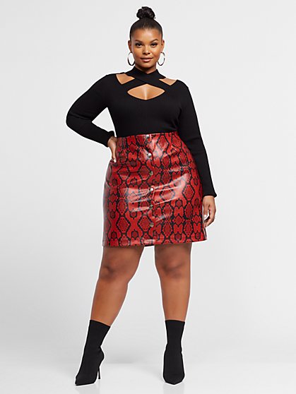 Plus Size Yara Faux-Snake Pencil Skirt - Fashion To Figure