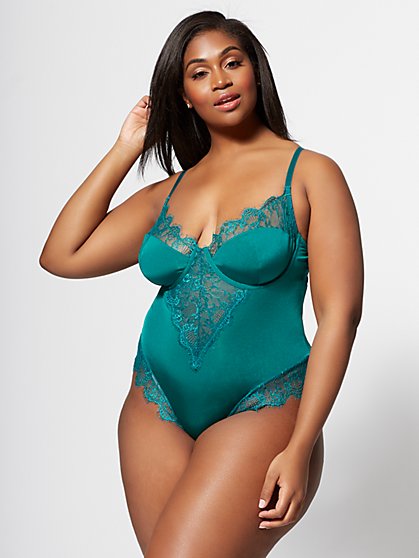Plus Size Zasie Lace Detail Lingerie Bodysuit - Fashion To Figure